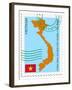 Stamp with Map and Flag of Vietnam-Perysty-Framed Art Print