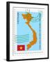 Stamp with Map and Flag of Vietnam-Perysty-Framed Art Print