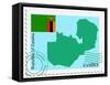 Stamp with Map and Flag of Zambia-Perysty-Framed Stretched Canvas