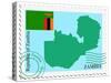 Stamp with Map and Flag of Zambia-Perysty-Stretched Canvas