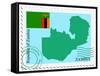 Stamp with Map and Flag of Zambia-Perysty-Framed Stretched Canvas