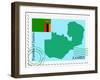 Stamp with Map and Flag of Zambia-Perysty-Framed Art Print