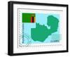 Stamp with Map and Flag of Zambia-Perysty-Framed Art Print