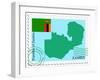 Stamp with Map and Flag of Zambia-Perysty-Framed Art Print