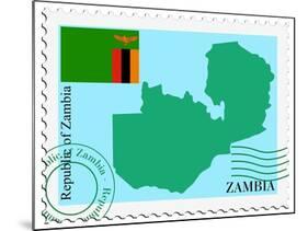 Stamp with Map and Flag of Zambia-Perysty-Mounted Art Print