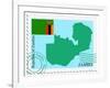 Stamp with Map and Flag of Zambia-Perysty-Framed Art Print