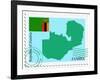 Stamp with Map and Flag of Zambia-Perysty-Framed Art Print