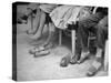 Stamping their Feet, Children from the Avondale Camp Wait to Be Fitted with Free Shoes-Ed Clark-Stretched Canvas