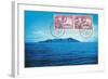 Stamps and View of Pitcairn Island-null-Framed Art Print