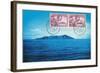 Stamps and View of Pitcairn Island-null-Framed Art Print