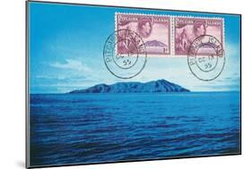 Stamps and View of Pitcairn Island-null-Mounted Art Print