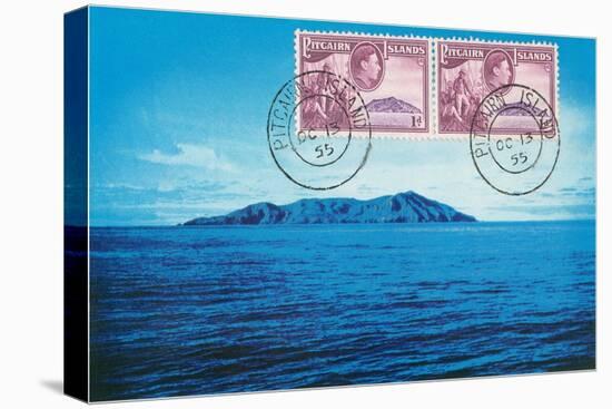 Stamps and View of Pitcairn Island-null-Stretched Canvas