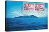 Stamps and View of Pitcairn Island-null-Stretched Canvas