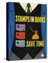 Stamps in Books Save Time-Harry Stevens-Stretched Canvas