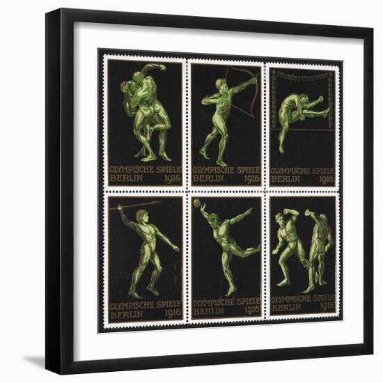 Stamps Marking Germany 1916 Berlin Olympic Games, With Various Events Represented-null-Framed Premium Giclee Print