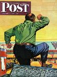 "Bowling a Split," Saturday Evening Post Cover, January 6, 1945-Stan Ekman-Framed Stretched Canvas