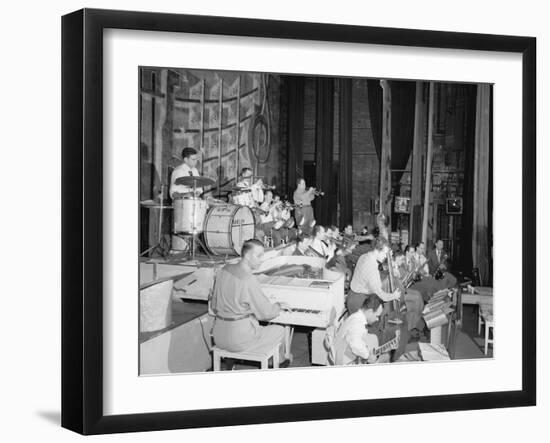 Stan Kenton, Laurindo Almeida, Eddie Safranski, Bob Cooper, Art Pepper, Shelly Manne et al-William Paul Gottlieb-Framed Photographic Print