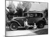 Stan Laurel at the wheel of 1927 Hupmobile with his wife Lois and daughter Lois-null-Mounted Photographic Print