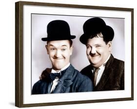 Stan Laurel, Oliver Hardy, ca. 1930s-null-Framed Photo