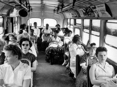 African American Citizens Sitting in the Rear of the Bus in Compliance with Florida Segregation Law