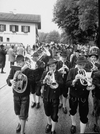 Brass Band Playing For Bavarian Wedding Procession