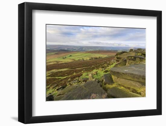 Stanage Edge and millstones in autumn, Hathersage, Peak District National Park, Derbyshire, England-Eleanor Scriven-Framed Photographic Print