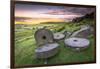 Stanage Edge Millstones at Sunrise, Peak District National Park, Derbyshire-Andrew Sproule-Framed Photographic Print