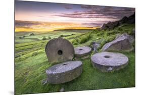 Stanage Edge Millstones at Sunrise, Peak District National Park, Derbyshire-Andrew Sproule-Mounted Photographic Print