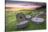 Stanage Edge Millstones at Sunrise, Peak District National Park, Derbyshire-Andrew Sproule-Stretched Canvas