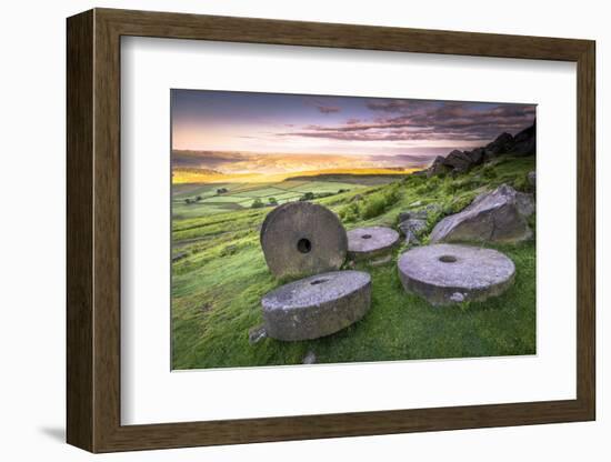 Stanage Edge Millstones at Sunrise, Peak District National Park, Derbyshire-Andrew Sproule-Framed Photographic Print