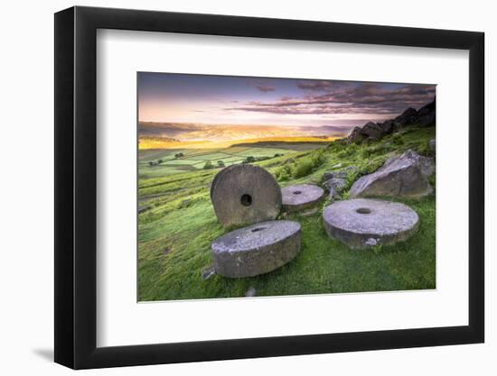 Stanage Edge Millstones at Sunrise, Peak District National Park, Derbyshire-Andrew Sproule-Framed Photographic Print