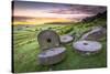 Stanage Edge Millstones at Sunrise, Peak District National Park, Derbyshire-Andrew Sproule-Stretched Canvas