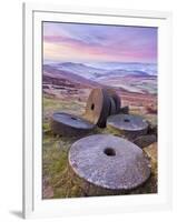 Stanage Edge Wheelstones (Millstones) and Frosty Winter Moorland Sunrise, Peak District National Pa-Neale Clark-Framed Photographic Print