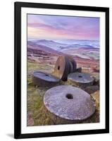 Stanage Edge Wheelstones (Millstones) and Frosty Winter Moorland Sunrise, Peak District National Pa-Neale Clark-Framed Photographic Print