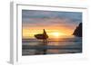 Stand up paddle boarder man admiring midnight sun walking back to the beach-Roberto Moiola-Framed Photographic Print