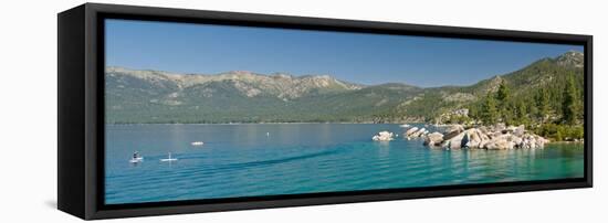 Stand-Up Paddle-Boarders Near Sand Harbor at Lake Tahoe, Nevada, USA-null-Framed Stretched Canvas