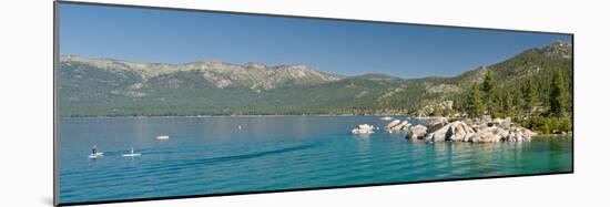 Stand-Up Paddle-Boarders Near Sand Harbor at Lake Tahoe, Nevada, USA-null-Mounted Photographic Print