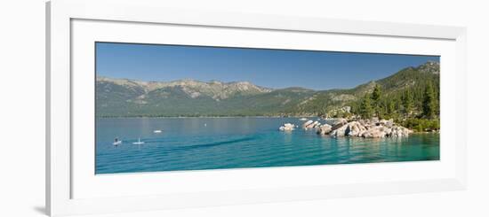 Stand-Up Paddle-Boarders Near Sand Harbor at Lake Tahoe, Nevada, USA-null-Framed Photographic Print