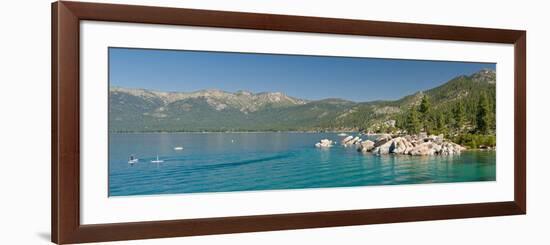 Stand-Up Paddle-Boarders Near Sand Harbor at Lake Tahoe, Nevada, USA-null-Framed Photographic Print
