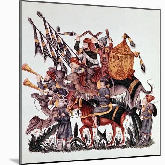 Standard Bearers, Drummers and Trumpeters of a Saracen Army, 13th Century-null-Mounted Giclee Print