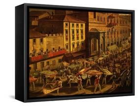 Standard Bearers, from Procession of Contrade for the Palio of 18 and 19 August 1818-Francesco Nenci-Framed Stretched Canvas