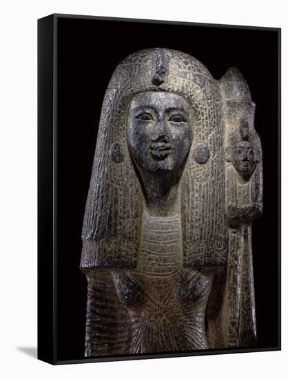 Standard Bearing Statue of Queen Nefertari, New Kingdom, C.1290-1224 Bc-Egyptian 19th Dynasty-Framed Stretched Canvas