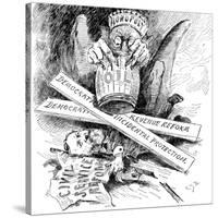 Standard Oil Monopoly Dragon Crushing Democratic Civil Service Reform, Cartoon, 1880s-null-Stretched Canvas