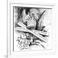 Standard Oil Monopoly Dragon Crushing Democratic Civil Service Reform, Cartoon, 1880s-null-Framed Giclee Print