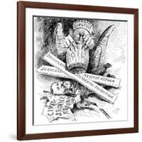 Standard Oil Monopoly Dragon Crushing Democratic Civil Service Reform, Cartoon, 1880s-null-Framed Giclee Print