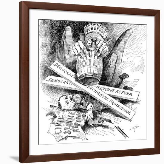 Standard Oil Monopoly Dragon Crushing Democratic Civil Service Reform, Cartoon, 1880s-null-Framed Giclee Print