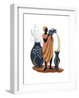 Standing and Pouring Orange Dress-Judy Mastrangelo-Framed Giclee Print