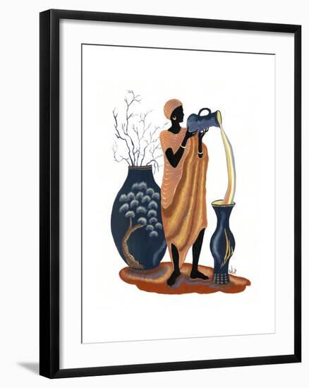 Standing and Pouring Orange Dress-Judy Mastrangelo-Framed Giclee Print