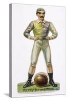 Standing Astride a Football This Man is Ready to Play-null-Stretched Canvas