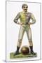 Standing Astride a Football This Man is Ready to Play-null-Mounted Art Print